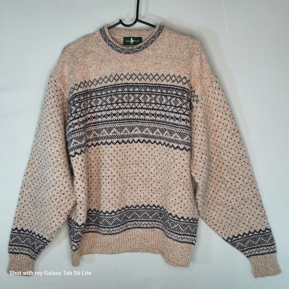 💎Hunt Club England Sweater Mens Large Pure Wool Nordic Style Crew Neck